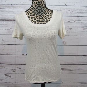 Urban Outfitters / YaYa Nom de Plume ivory t-shirt w/ silver studs